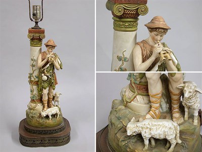 Lot 473 - Royal Dux Figural Porcelain Lamp