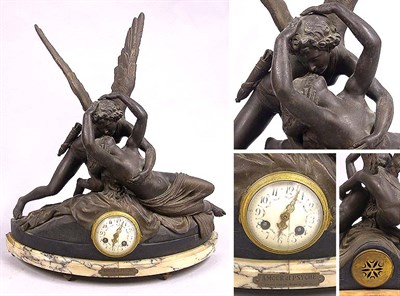 Lot 242 - Art Nouveau Patinated-Metal Figural Clock...