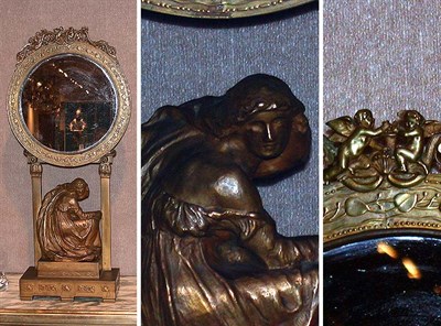 Lot 313 - Art Nouveau Bronze Mirror Of disc form, raised...