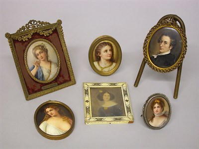 Lot 132 - Group of Six Portrait Miniatures Comprising...