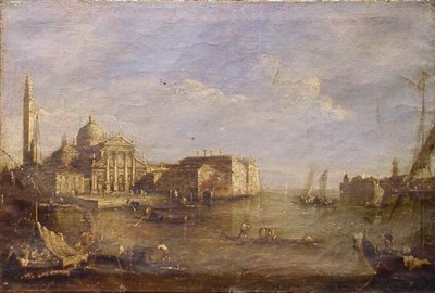 Lot 44 - Manner of Francesco Guardi VIEW OF VENICE Oil...