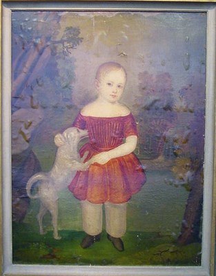 Lot 1 - American School 19th Century CHILD WITH DOG...