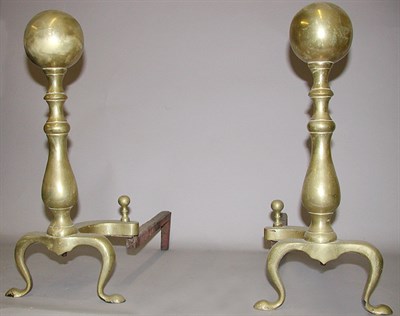 Lot 193 - Pair of Baroque Style Brass Andirons Height 18...