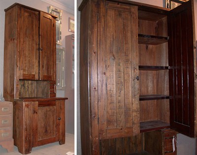 Lot 285 - Pine Hutch Cabinet Two cabinet doors above an...