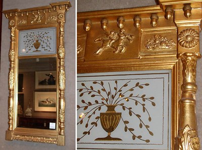 Lot 171 - Classical Gilt-Wood Mirror The cornice hung...