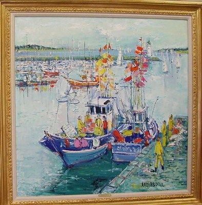 Lot 6 - Yolande Ardissone French, b.1927 HARBOR SCENE...