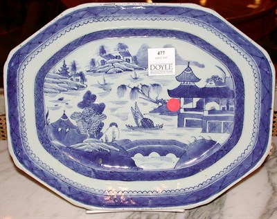 Lot 477 - Blue and White Octagonal Platter with...