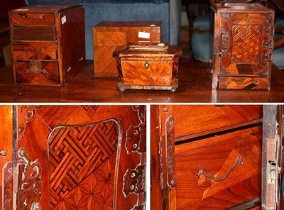 Lot 584 - Group of Four Wood and Tortoise Shell Tea...
