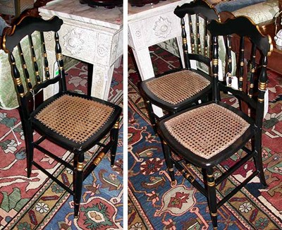 Lot 588 - Set of Three Black Painted Side Chairs