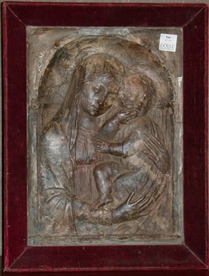 Lot 580 - Carved Wood Relief of Madonna and Child