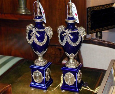 Lot 541 - Pair of Gilt-Metal Mounted Porcelain Lamps