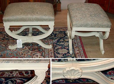 Lot 280 - Pair of Louis XV Style Painted and Upholstered...