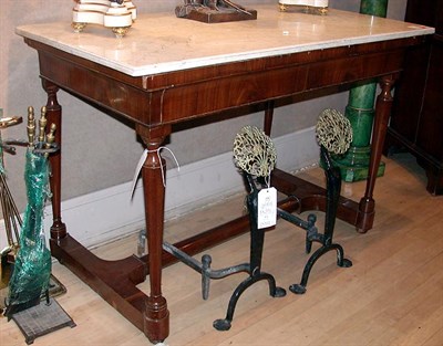 Lot 488 - Pair of Empire Style Marble Top Mahogany Consoles