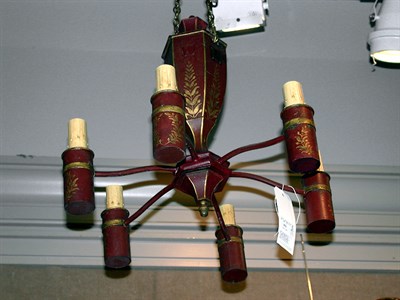 Lot 451 - Regency Style Tole Painted Six-Light Chandelier