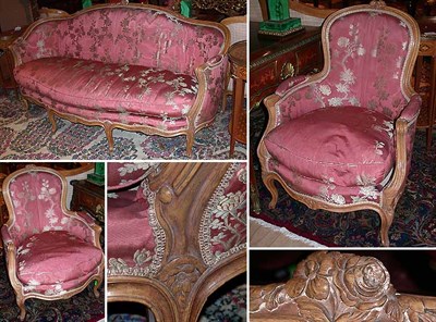 Lot 225 - Louis XV Style Upholstered Fruitwood Salon...