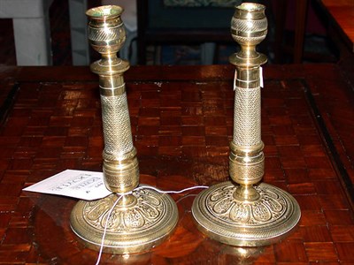 Lot 417 - Pair of Charles X Style Gilt-Metal Candlesticks