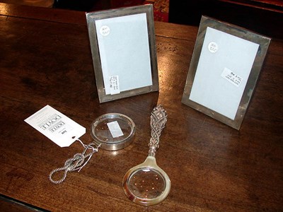 Lot 360 - Two Silver Magnifying Glasses Together with...