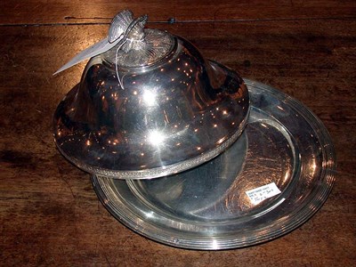 Lot 350 - Continental Silver Salver with Domed Silver...