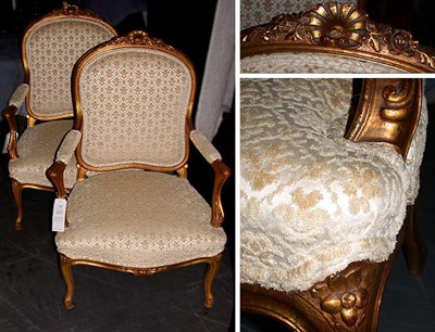 Lot 165 - Pair of Louis XV Style Gilt-Wood Fauteuils