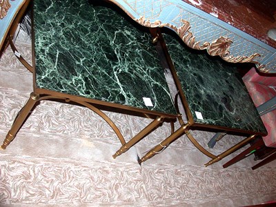 Lot 204 - Pair of Neoclassical Style Marble Top Brass...