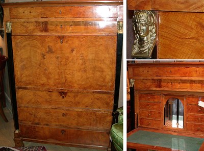 Lot 321 - Continental Neoclassical Walnut Secretaire a...