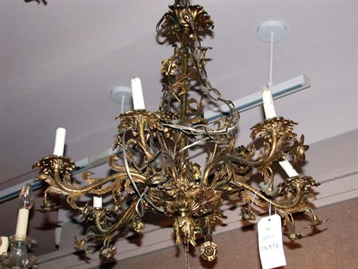 Lot 440 - Gilt-Metal Lily-Form Six-Light Chandelier