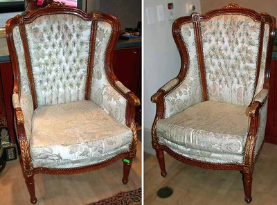 Lot 583 - Pair of Louis XVI Style Upholstered Fruitwood...