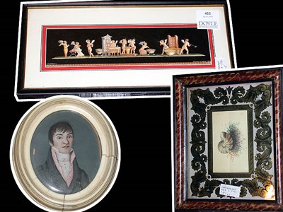 Lot 422 - Two Ivory Portrait Miniatures Together with a...