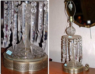 Lot 170 - Colorless Cut Glass Lamp