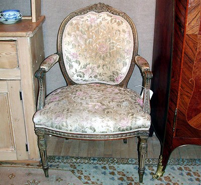 Lot 184 - George III Style Painted and Upholstered Armchair