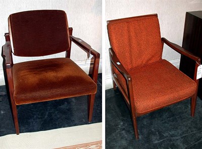 Lot 110 - Group of Four Danish Walnut Armchairs
