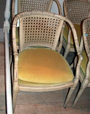 Lot 195 - Set of Four Faux Bamboo Painted Armchairs
