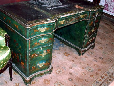 Lot 202 - Georgian Style Green Lacquered Pedestal Desk