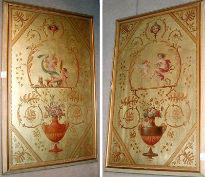 Lot 213 - Pair of Neoclassical Style Painted Panels