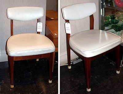 Lot 124 - Two Upholstered Walnut Side Chairs and a Teak...