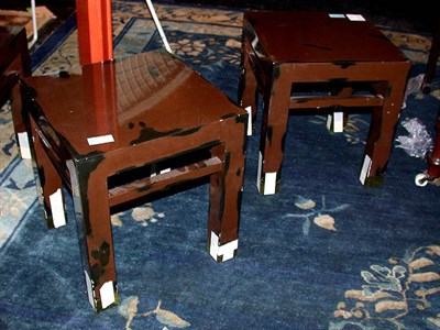 Lot 127 - Group of Four Lacquered Low Tables and a Knoll...
