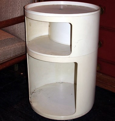 Lot 135 - White Molded Plastic Round Up Stacking Cabinet...