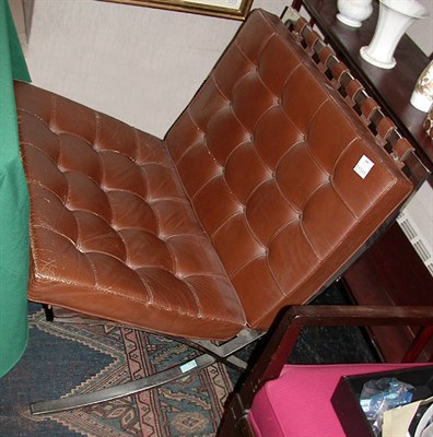 Lot 140 - Brown Leather and Chrome Barcelona Chair...