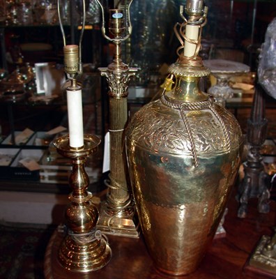 Lot 264 - Group of Three Brass Lamps