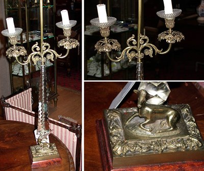 Lot 265 - Empire Style Cut Glass and Brass Lamp