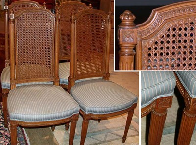 Lot 271 - Set of Four Louis XVI Style Upholstered Walnut...