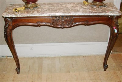 Lot 279 - Pair of Louis XV Style Marble Top Walnut Consoles