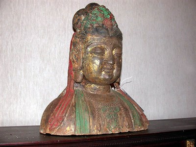 Lot 343 - Patinated-Metal Bust of Buddha