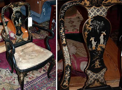 Lot 329 - Queen Anne Style Chinoiserie Decorated Armchair
