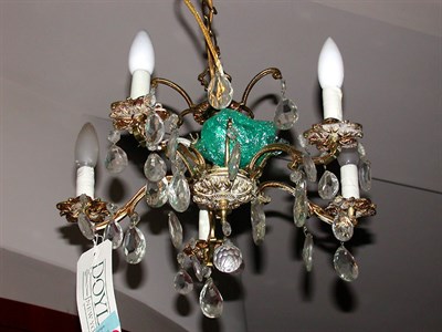 Lot 438 - Louis XV Style Gilt-Metal Five-Light Chandelier