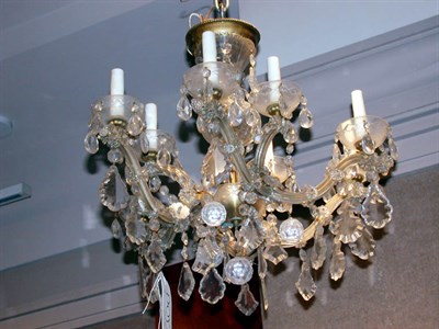 Lot 439 - Georgian Style Cut Glass Nine-Light Chandelier