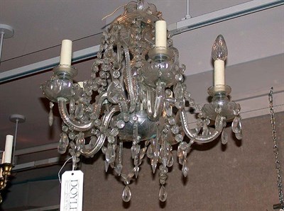 Lot 441 - Georgian Style Cut Glass Six-Light Chandelier