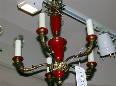 Lot 450 - Regency Style Tole Painted Five-Light Chandelier