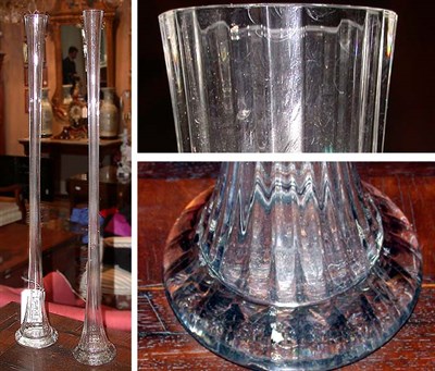 Lot 506 - Pair of Glass Tall Bud Vases