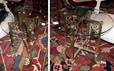Lot 515 - Pair of Victorian Brass and Glass Low Tables